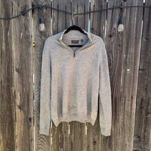 Lockhart Light Grey Wool And Cashmere Quarter Zip Pullover Sweater size XL